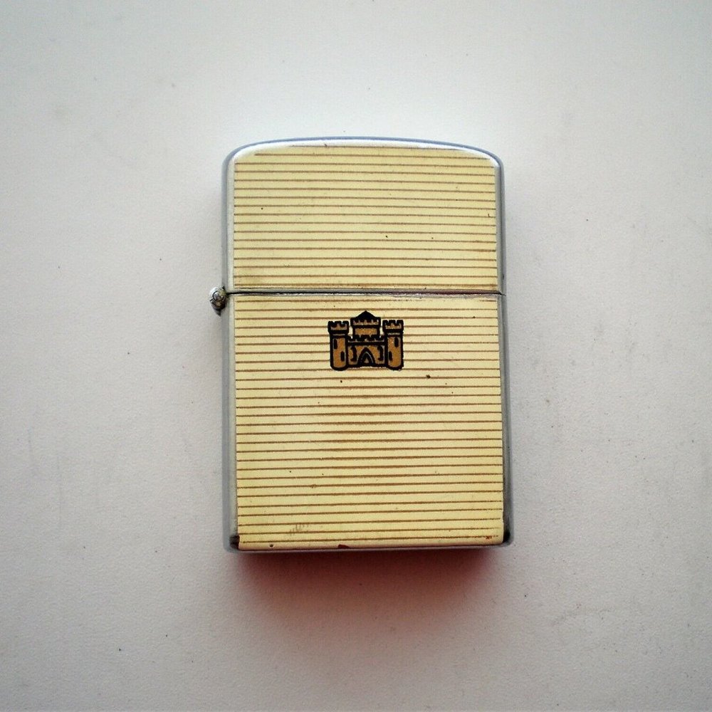 Vintage Hadson Kent Castle Flip Top Gasoline Gas Lighter Made In Japan